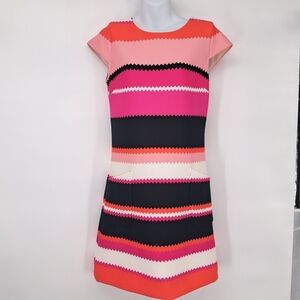 Julian Taylor‎ Multicolored Chevron Stripe Scuba Dress Size 6